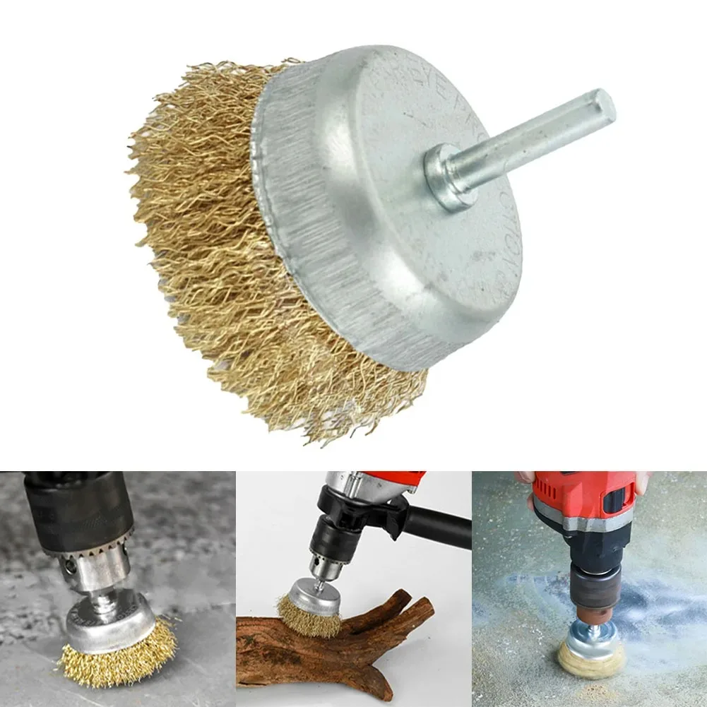 Professional Stainless Steel Wire Wheel Brush for Grinder Rotary Tool 6mm Shank Copper Plating Rust and Paint Removal