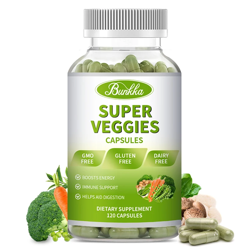 

Bunkka Organic Super Veggies Capsules Whole Food Vitamin for Boost Energy Immunity&gut Health Promote Digestion Antioxidant