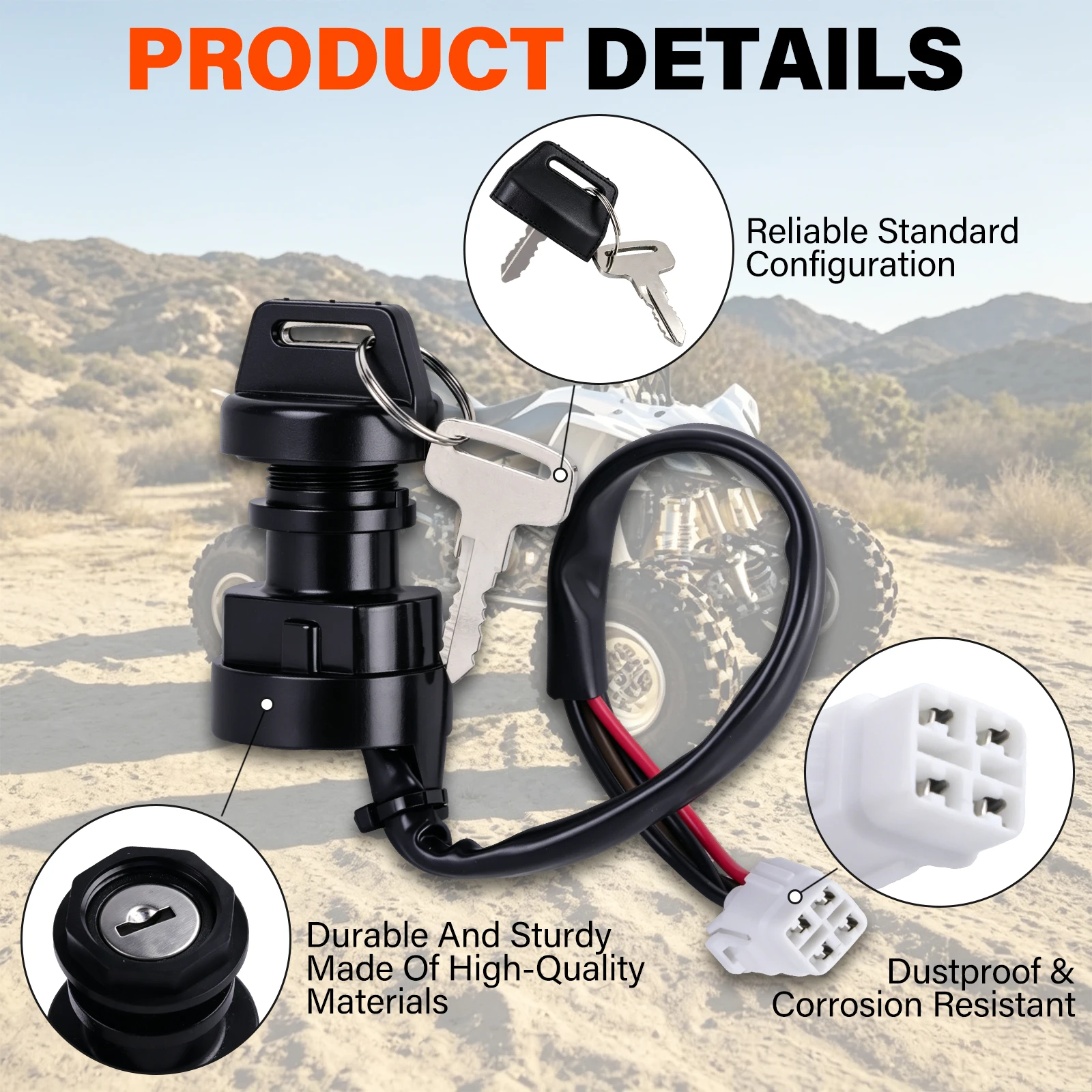 Ignition Key Switch for Yamaha Wolverine Grizzly Kodiak YFZ450 YFM400 YFM450 YFM45 YFZ YFM 400 450 5ND-82510-00  5TG-82510-02