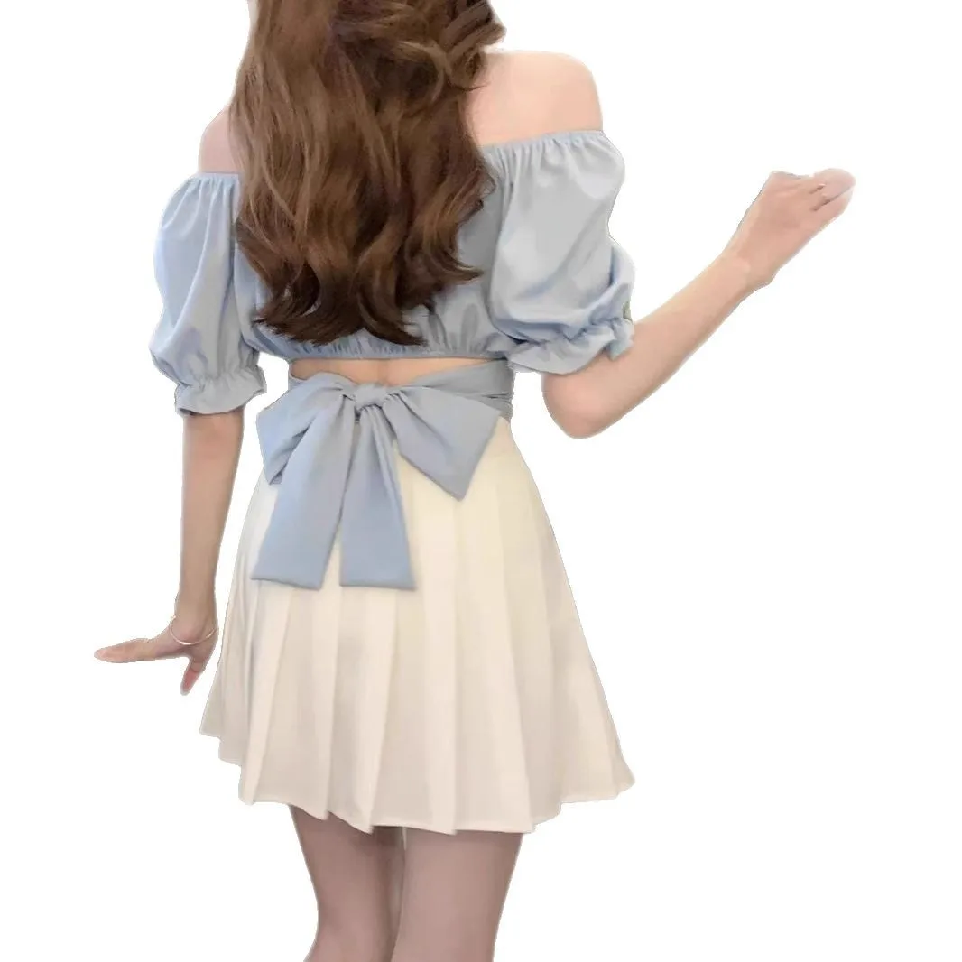 Summer Versatile Pure Desire Women's Fashion Top And Skirt Two-Piece Set