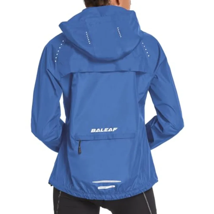 

baleaf Women's Rain Jackets Waterproof Windbreaker Packable Running Lightweight Cycling Jacket Reflective Hooded