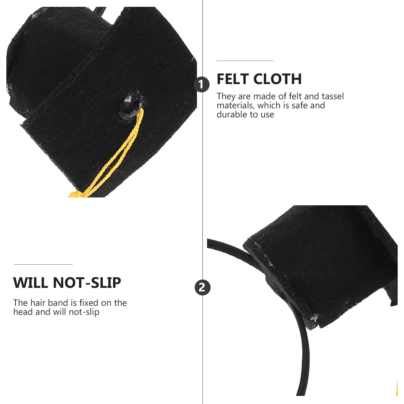 

Tassel Doctoral Headband High Graduation Hairband Grade Felt Graduation Hairband For Party Stage Performance Photography Prop