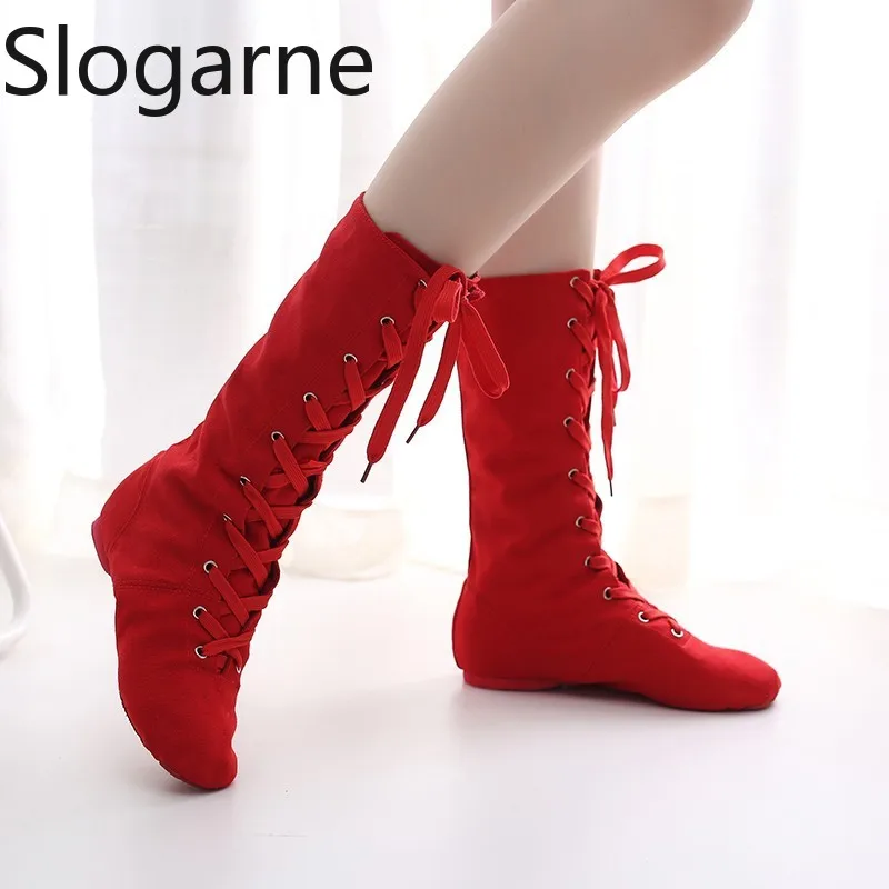 New Pole Dance Shoes Women Ballet Boots Jazz Shoes Girls Stage Show Footwear Boy Leather Sole Modern Dance Shoes Men Dancer Wear
