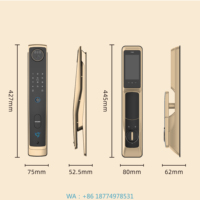 HD Cats Eye WiFi Remote Control Cloud Data Storage QB50 Smart Wood Door Lock 3D Face Fingerprint Recognition