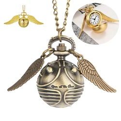 Harry Potter Pocket Watch Snitch Wings Necklace Vinyl Figure Toys Creative Vintage Pocket Watch Bronze Small Pocket Watch Toys