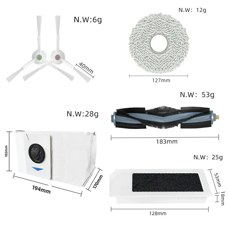 Compatible For Ecovacs Deebot X1S PRO / T10S PRO Main Side Brush Hepa Filter Mop Cloth Rag Accessories Replacement Spare Parts