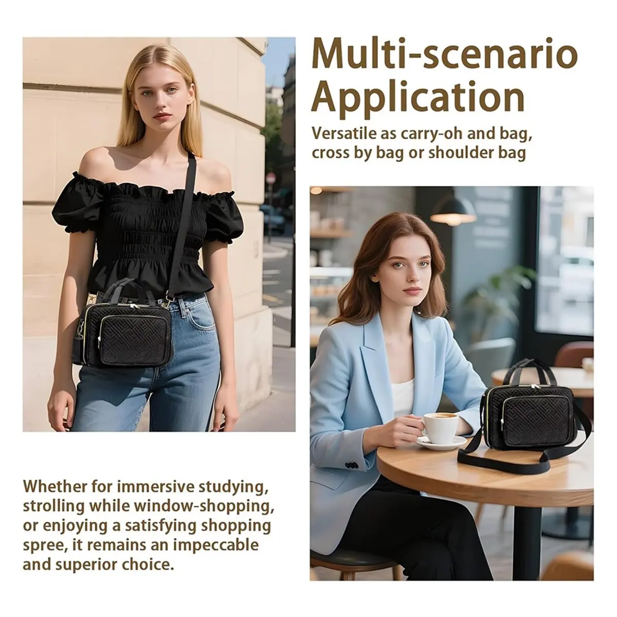 2026 New Bible Cover Case for Women, Bible Bag W/Shoulder Strap, Bible Study Supplies Journaling Kit Book Carrying Case Black