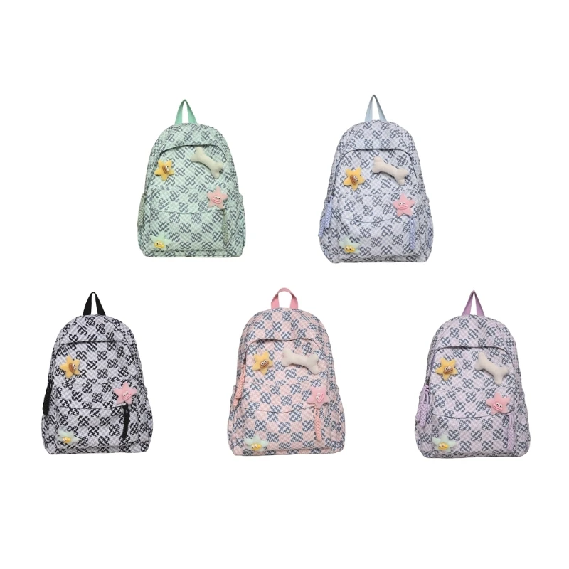 E74B Mochila estilo japonês para meninas, mochila estética, bolsa escolar simples nylon