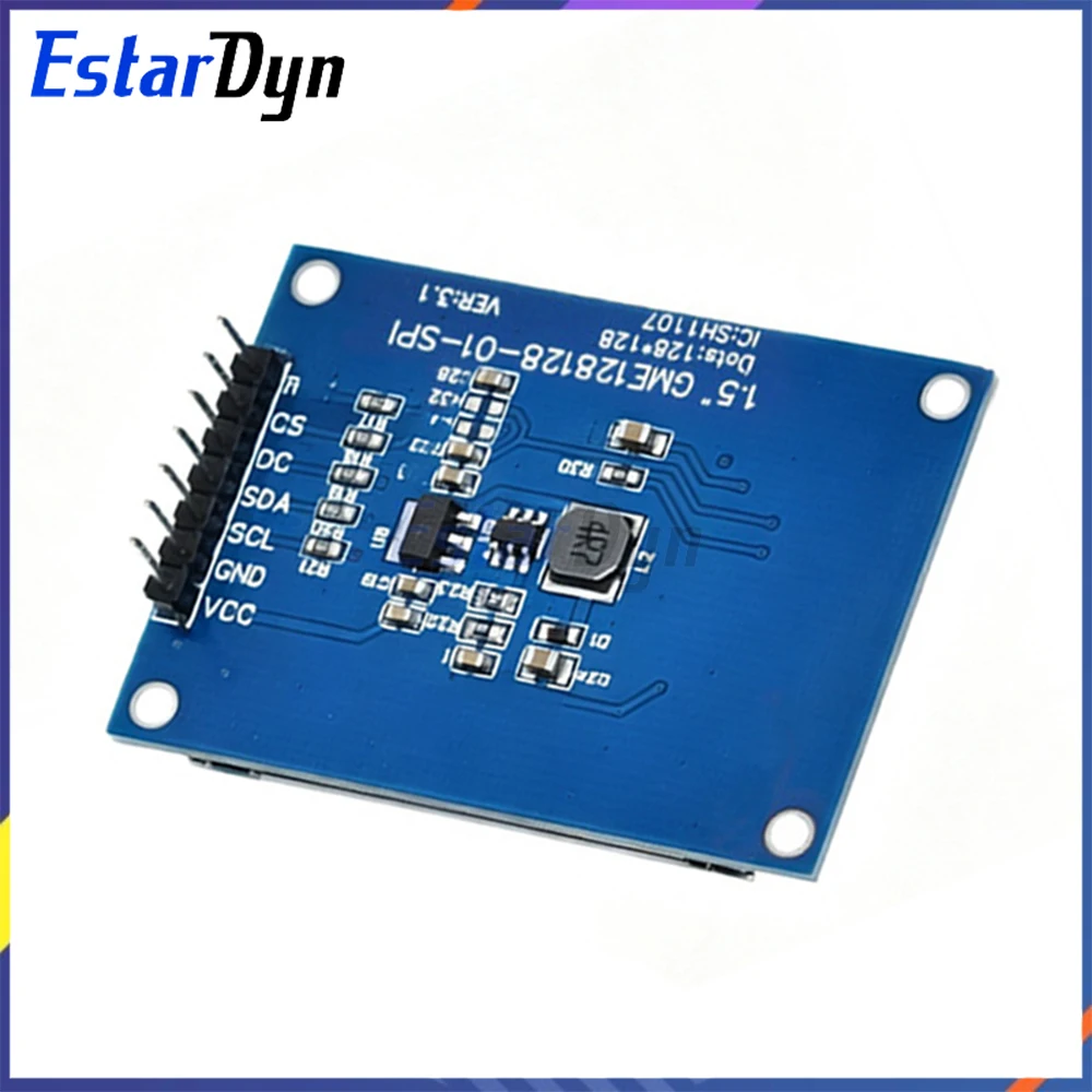 1.5 Inch OLED 128x128 SH1107 SPI 7Pin Monochrome Screen Display Module for Raspberry Pi STM32 ESP32 DIY Electronics