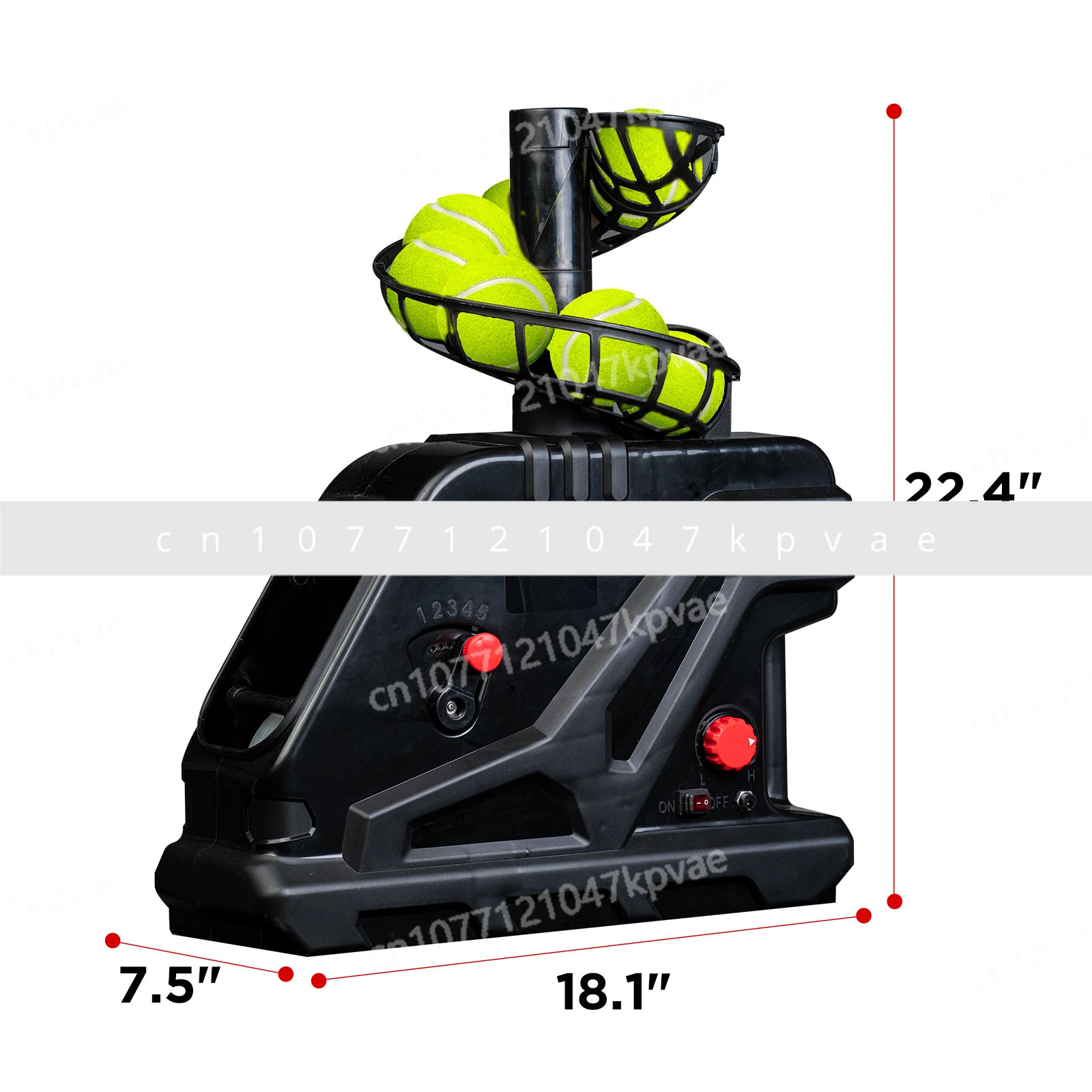 3809BH Tennis Machine with Adjustable Launch Angle and Interval, Maximum Speed of 30 Miles Per Hour