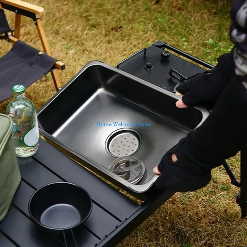 

F68E Sink Stainless Steels Wash Basin Vegetable Washing Sink Stainless Steels Water Storage Basin for Outdoor Cooking