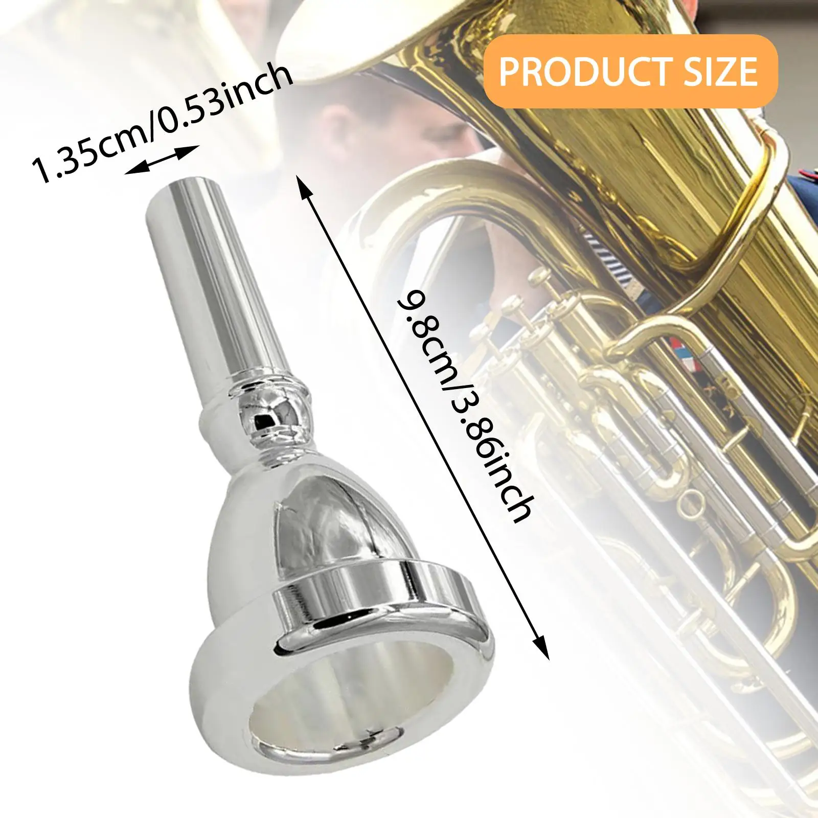 

Музыкальный мундштук для тубы из латуни с серебряным покрытием, аксессуар для практики, выступлений в актовых залах и на сцене