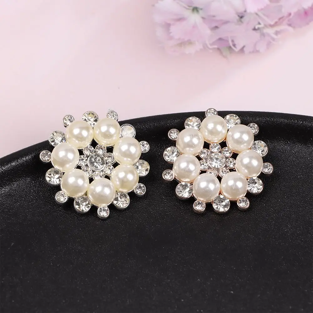 5Pcs DIY Hairpin Bag Sewing Buttons Crystal Glass Stone Rhinestone Buttons Pearl Flower Buttons