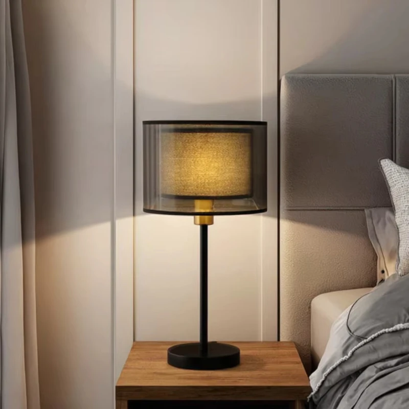 

Modern Light Emitting Diode Gold Desk Lamp Fabric Lamp Shade Bedroom Bedside Reading Living Room Office Desk Lamp