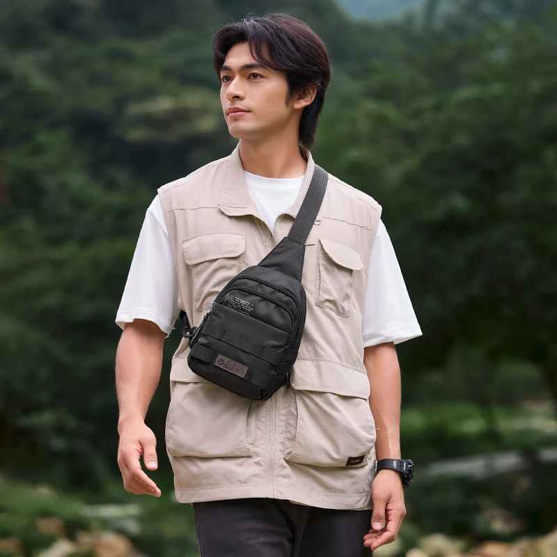 Volunteer Oxford Cloth Chest Sling Bag for Men Casual Multifinonal Outdoor Travel Running Mens Crossbody Shoulder Bags 1829-14