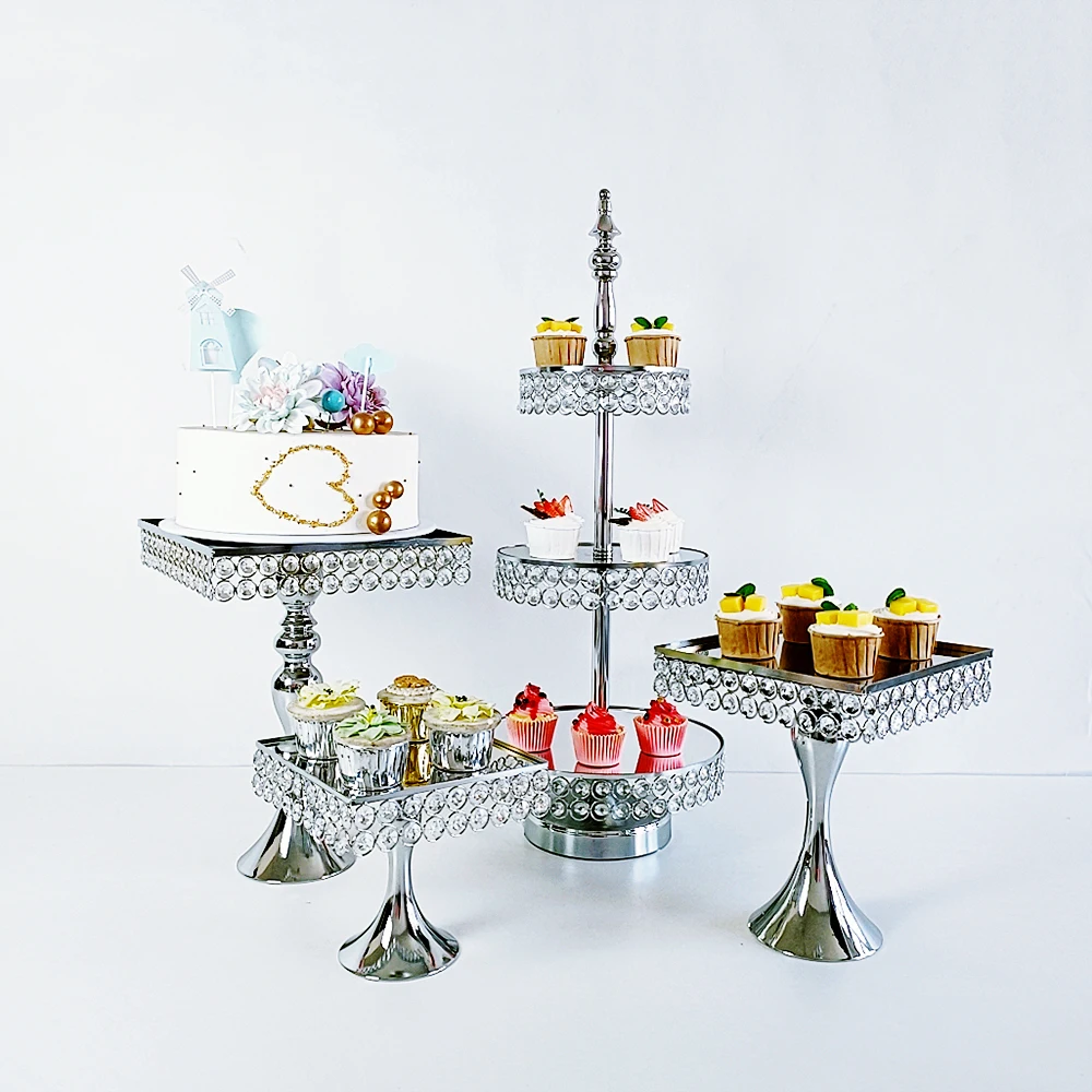 3Pcs-19Pcs/lot Metal Cake Stands,  Square Cupcake Dessert Display Stand for Wedding, Birthday Party, Anniversary, Gatherings