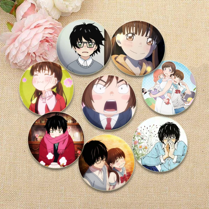 Anime March Comes in Like A Lion Brooches Kiriyama Rei Akari Kawamoto Momo Kawamoto Kawamoto Hinata Cartoon Badge Lapel Pin Gift