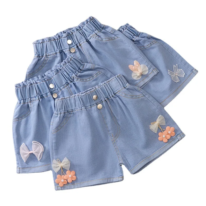 

Girls Denim Shorts New Fashion Kids Jeans Cute Bow Short Pants For Girls Summer Little Princess Costume Birthday Gif 3-12Years