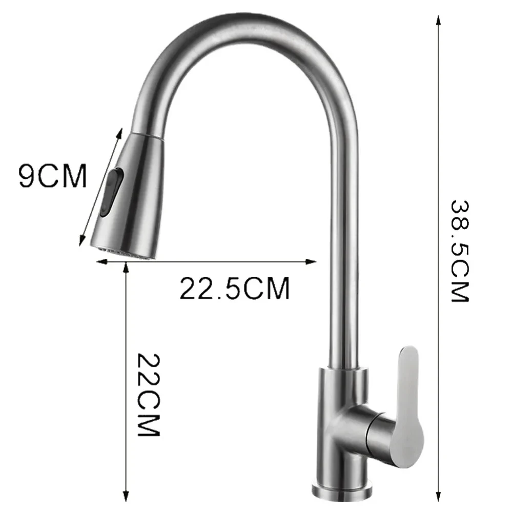 Brushed Nickel Kitchen Faucet Single Hole Pull Out Spout Kitchen Sink Mixer Tap Stream Sprayer Head Chrome/Black Mixer Tap