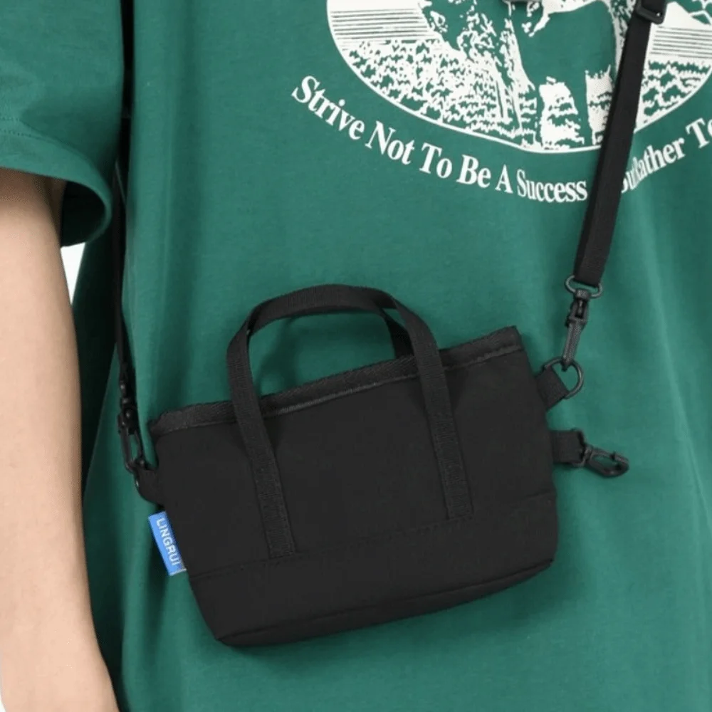 Practical Portable Nylon Crossbody Bag Wallet Mini Messenger Bag Korean Style Black Small Purse Student