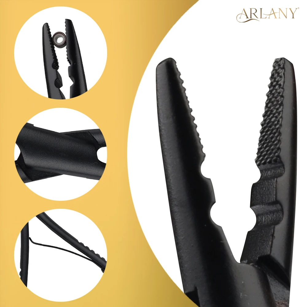 ARLANY Hair Extension Pliers Stainless Steel Teeth Pliers with 2 Holes Microlinks Remover Beads Opener Tool Weft Extension