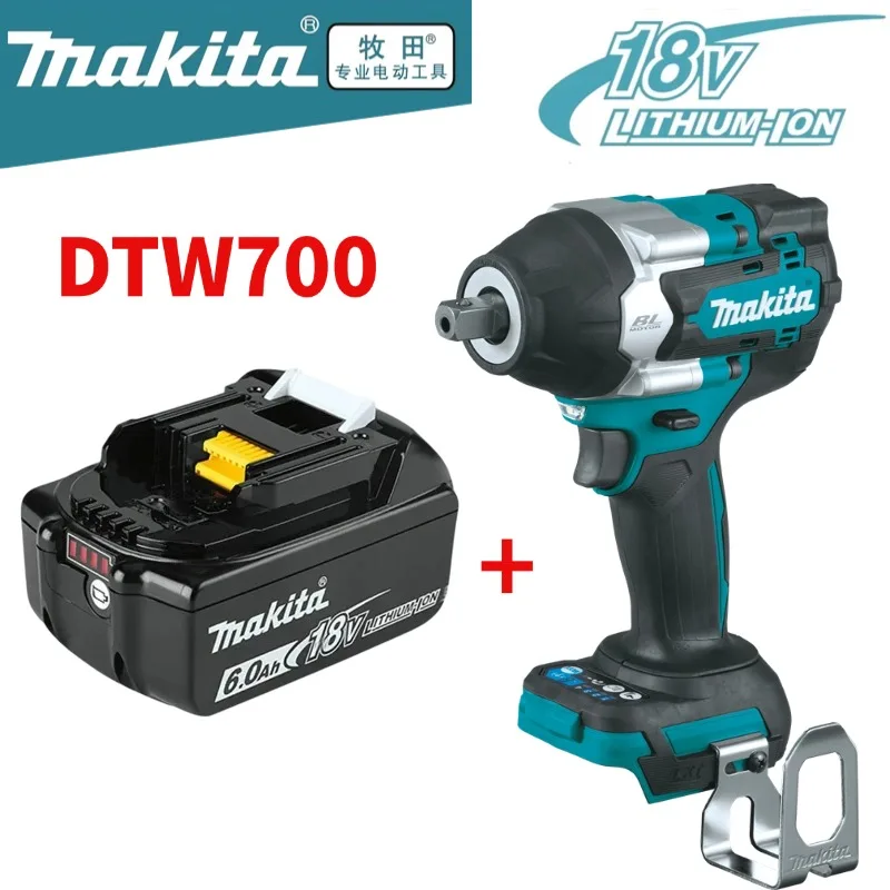 Makita 18V DTW700 Bürstenloser Akku-Schlagschrauber 1000Nm Hochdrehmoment-Elektroschrauber mit variabler Geschwindigkeitsregelung und Auto-Stop-Technologie für Fahrzeugwerkstatt-Wartung und -Reparatur