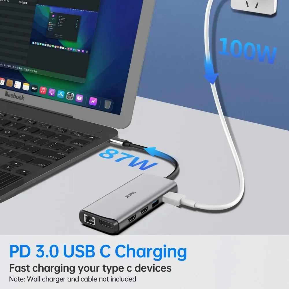 SSK Type-c 11-IN-1 USB C Док-станция DP Четырехэкранный преобразователь 4K60 Гц USB-C в HDMI для Huawei и Apple USB-адаптер