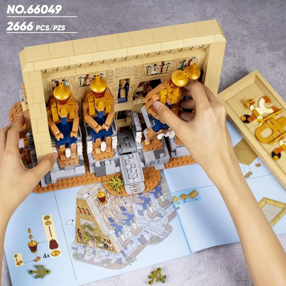 Kit educativo de construcción del templo egipcio para adultos: juguete para amantes de la historia con estatuas, jeroglíficos, mayores de 12 años