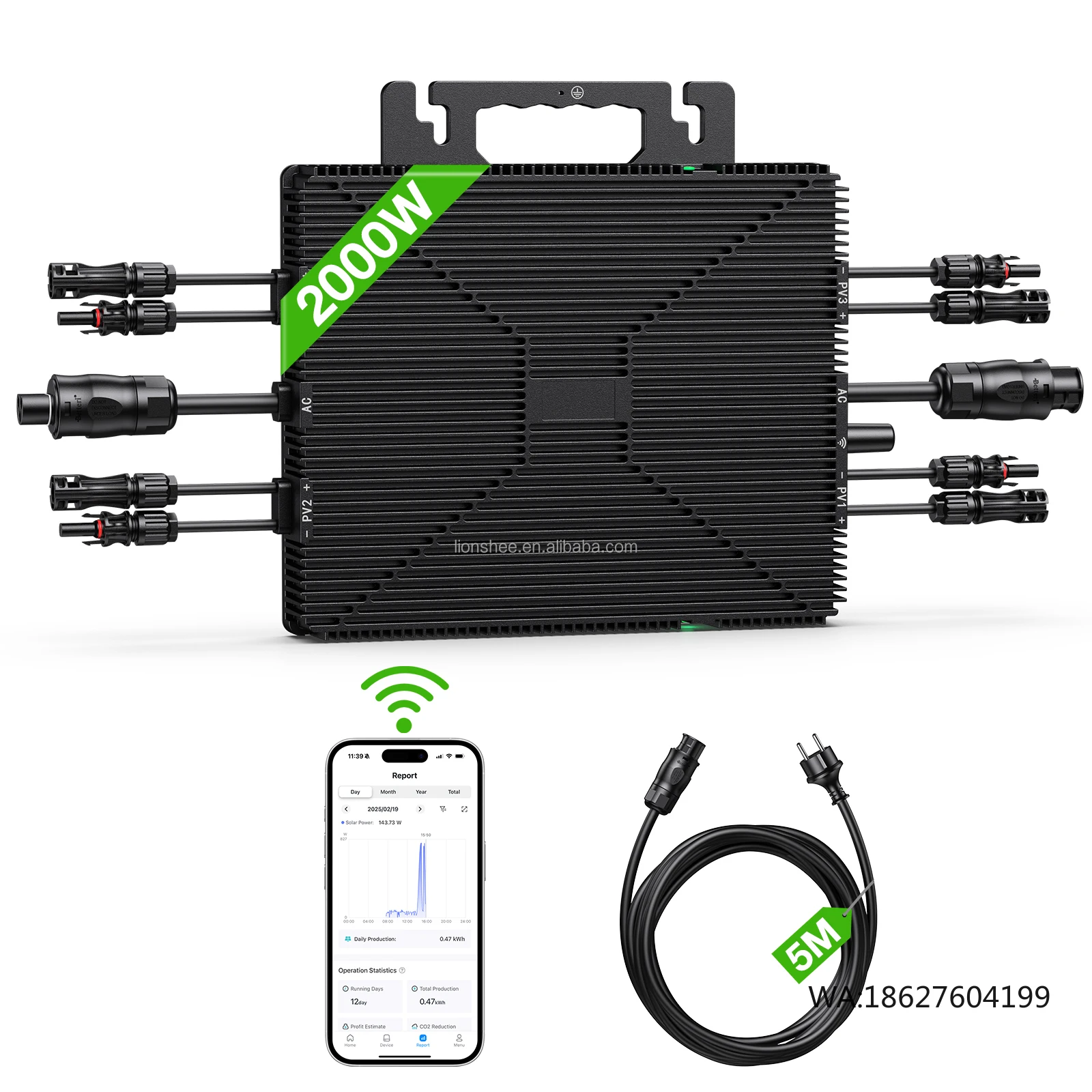 

Lionshee LS-L2000M 2kw Adjustable Power Grid Tie Solar Micro Inverter With 4 MPPTs