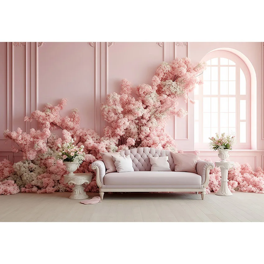 Avezano Photography Background European Wall Pink Flowers Windows Maternity Photoshoot Pregnancy Photos Backdrop Photobooth