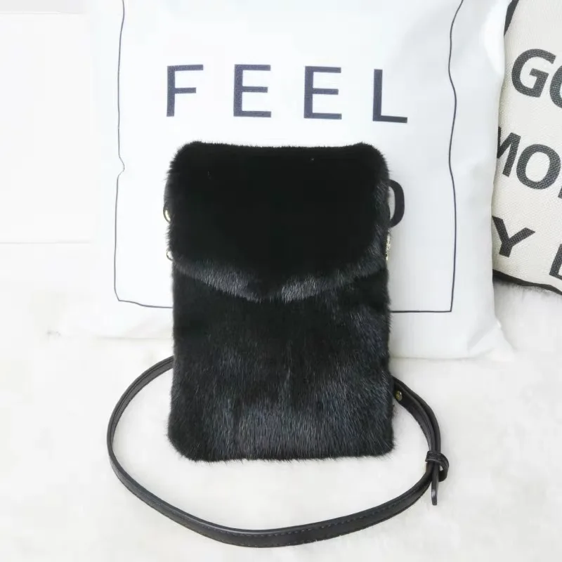 Designer Luxury Mobile Phone Bag WOMEN'S Crossbody Mini Bag Purses Fashion Mink Fur Bags For Women Neck Hanging Femimine Bag