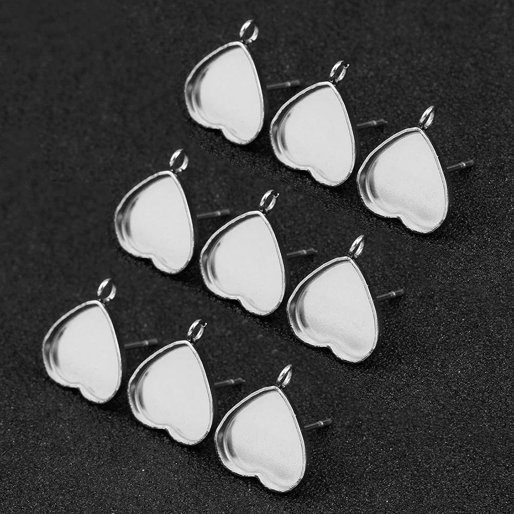 

20pcs Heart Shaped Earring Studs Backings for DIY Jewelry Making Supplies Craft Kits Gifts Earrings Creating Materials
