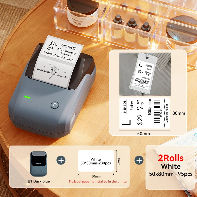 Niimbot B1/B1 PRO Thermische Labelprinter Bluetooth Pocket Label Maker Barcode QR-code Zelfklevende sticker Etiketteermachine - afbeelding 1