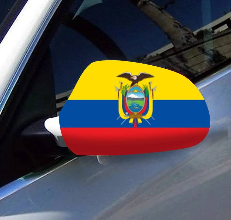 Directly Delivery 2 Pcs Free Size Four-way stretch fabric  Ecuador Ecuadorian Flags Car Mirror Cover