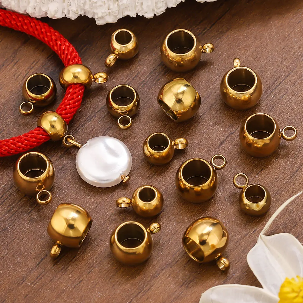 

20pcs Stainless Steel Large Hole Spacer Beads Charms Pendants Clasps Connector for DIY Jewelry Making Findings Hole 3-5mm Beads