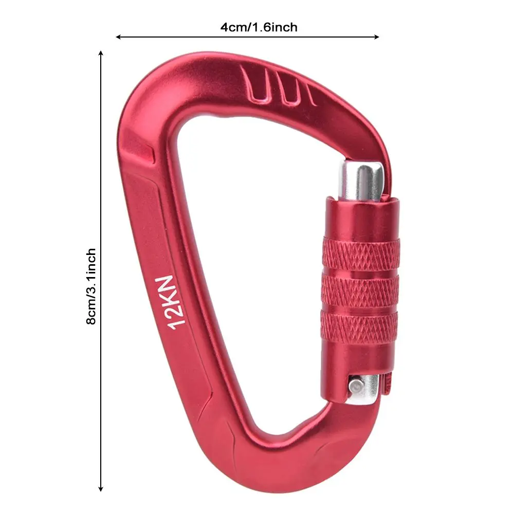 12KN Outdoor Automatic Lock Buckle D Shaped Carabiner Clasp Keyring Clip Camping Kits Rope Buckle Water Cup Buckle Climbing Tool
