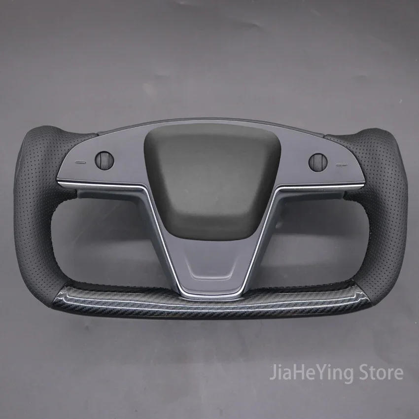 IOSN Hand sewn Suede Carbon Fiber Leathe Steering Wheel Cover for Tesla Model S 2021-2023 Model X 2021 2002 2023 Accessories Int