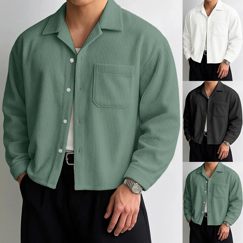 

2026 Men's solid color shirt Loose shirt