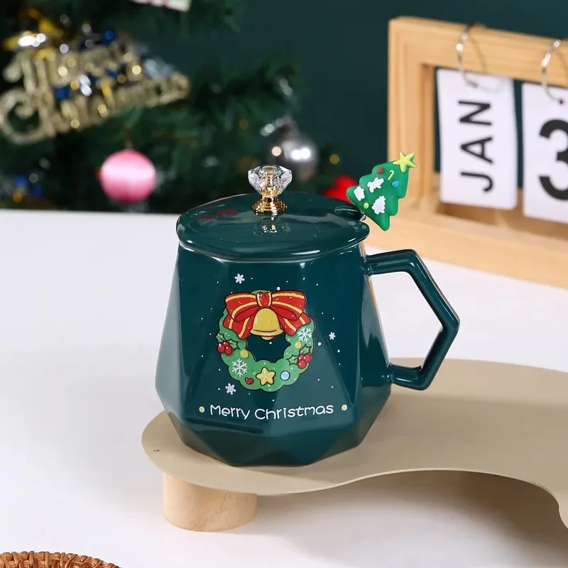 

Christmas creative water cup, Christmas ceramic cup, Christmas tree, snowman, Santa Claus cup, coffee cup