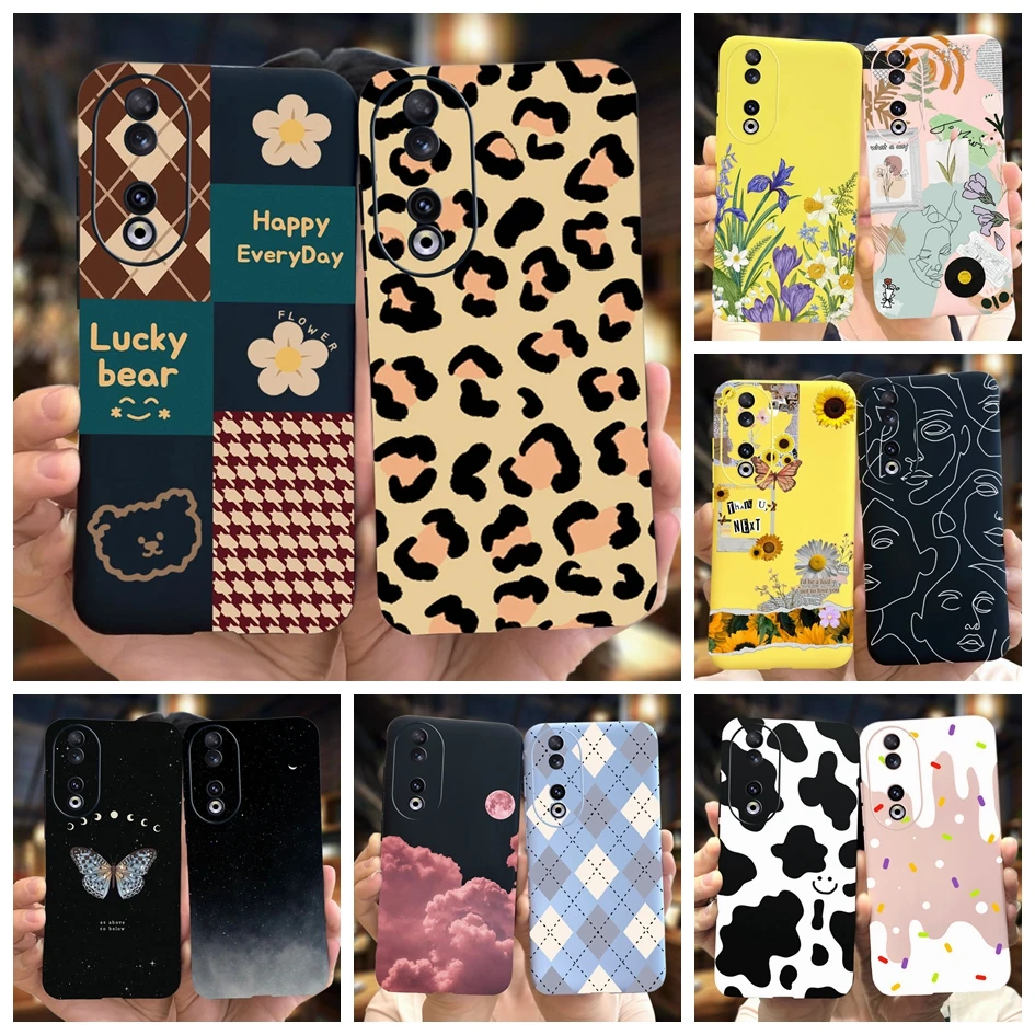 For Huawei Honor 90 Case Honor90 Pro Cover Fashion Leopard Painted Bumper Matte Soft Phone Case For Honor 90 Pro 5G 2023 Housing