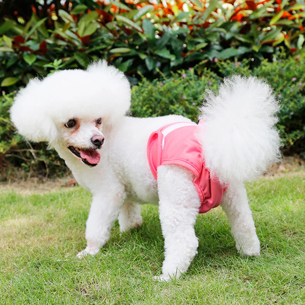 

Reusable Pink Female Dog Diapers Washable Adjustable Elastic Pet Panties Dog Underwear Size Xl Waistline 44-66cm Breathable Soft