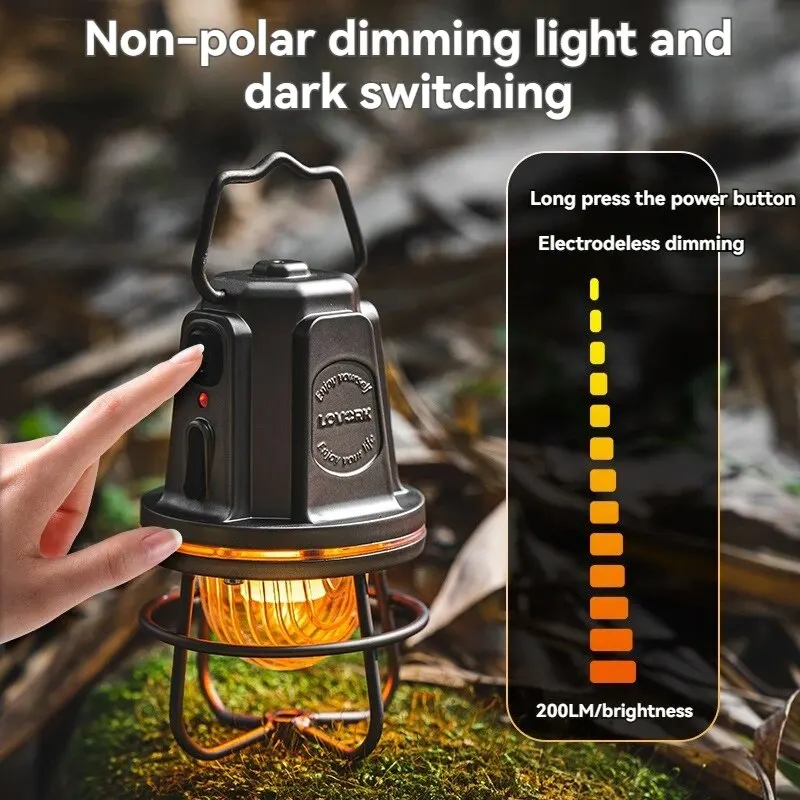 LED Camping Lantern Waterproof Portable Outdoor Tent Bulb 1300-2700K Travel Tent Lamp Warm Light for Picnic Adventure