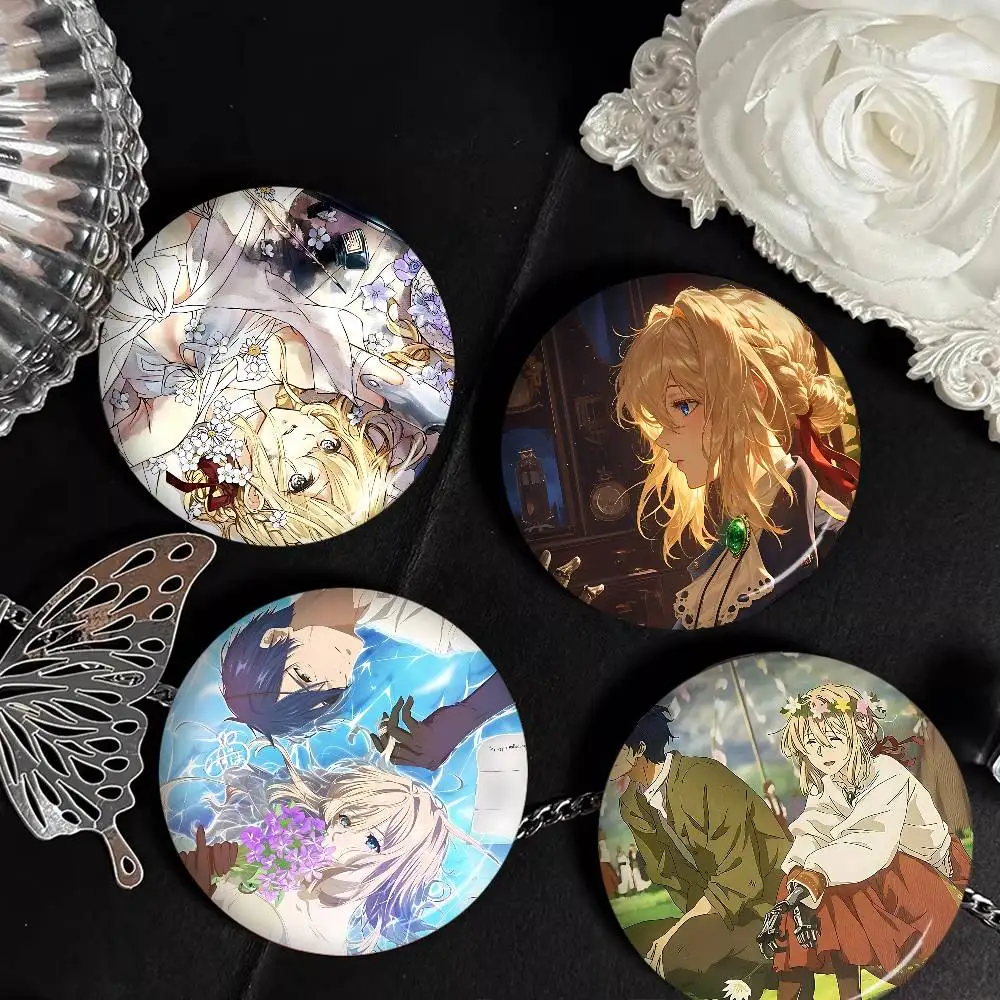 Japanese Violet Evergarden 58mm Handmade Brooch Cartoon Cosplay Badge on Backpack Jewelry Accessories Gifts