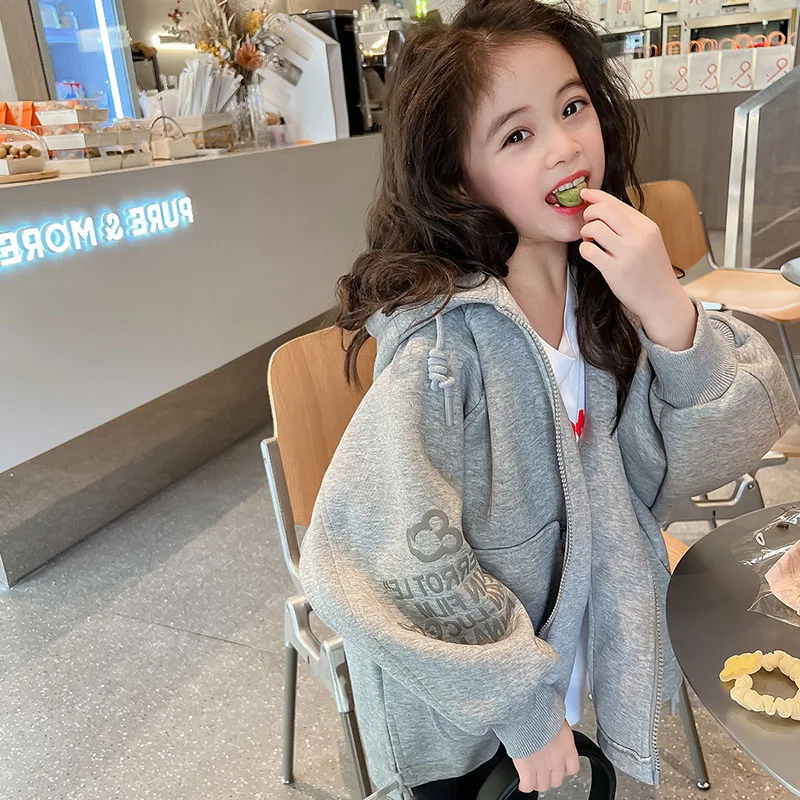 Jackets for Girls hoodie Autumn 3D Ears Hooded Coats Kids Zipper Sports Outerwear Children Clothes sweatshirt kids clothes girl