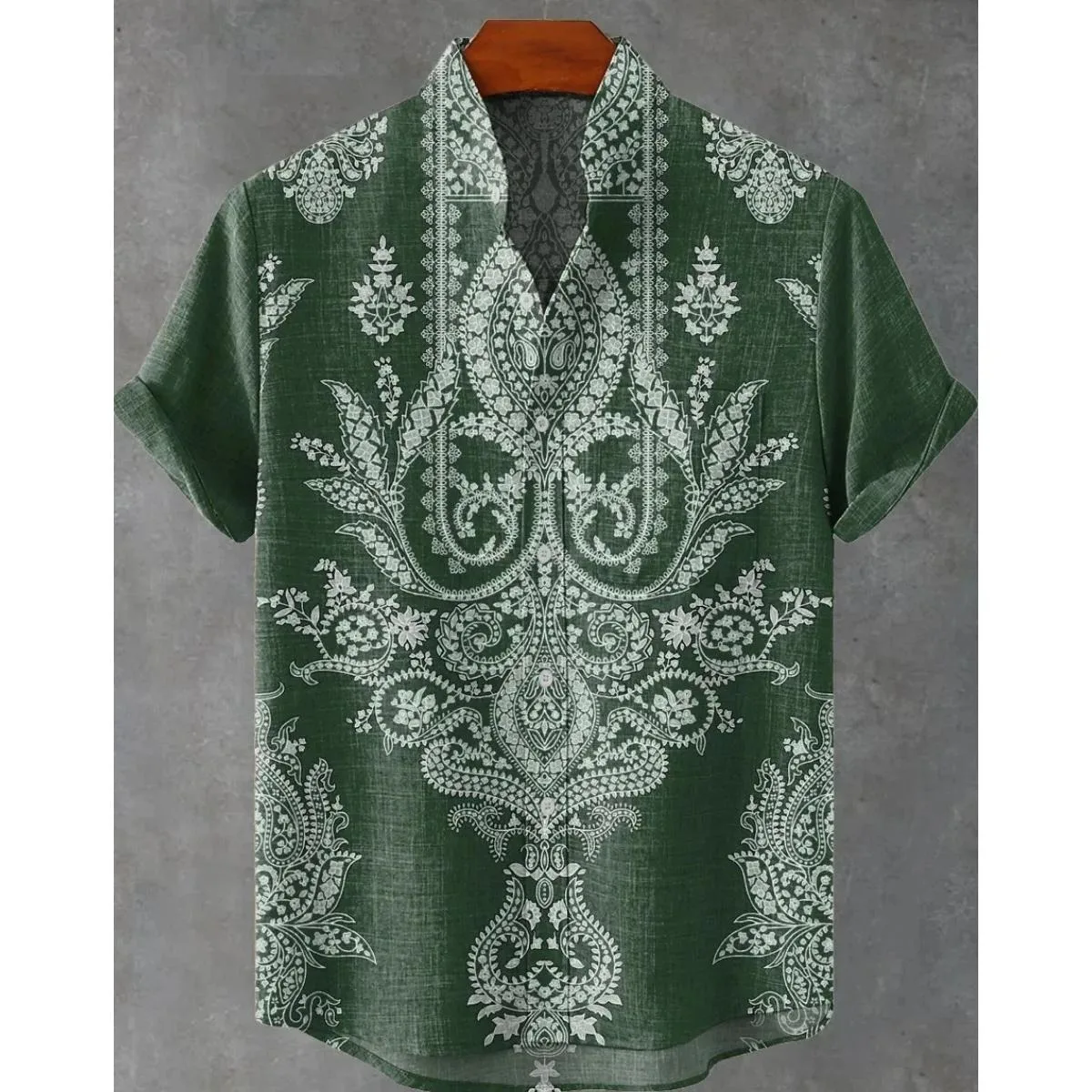 Men's Ethnic Style Natural Totem 3D Printed Shirt Short-sleeved Narrow Collar Single-breasted Simple Business Party Beach Casual