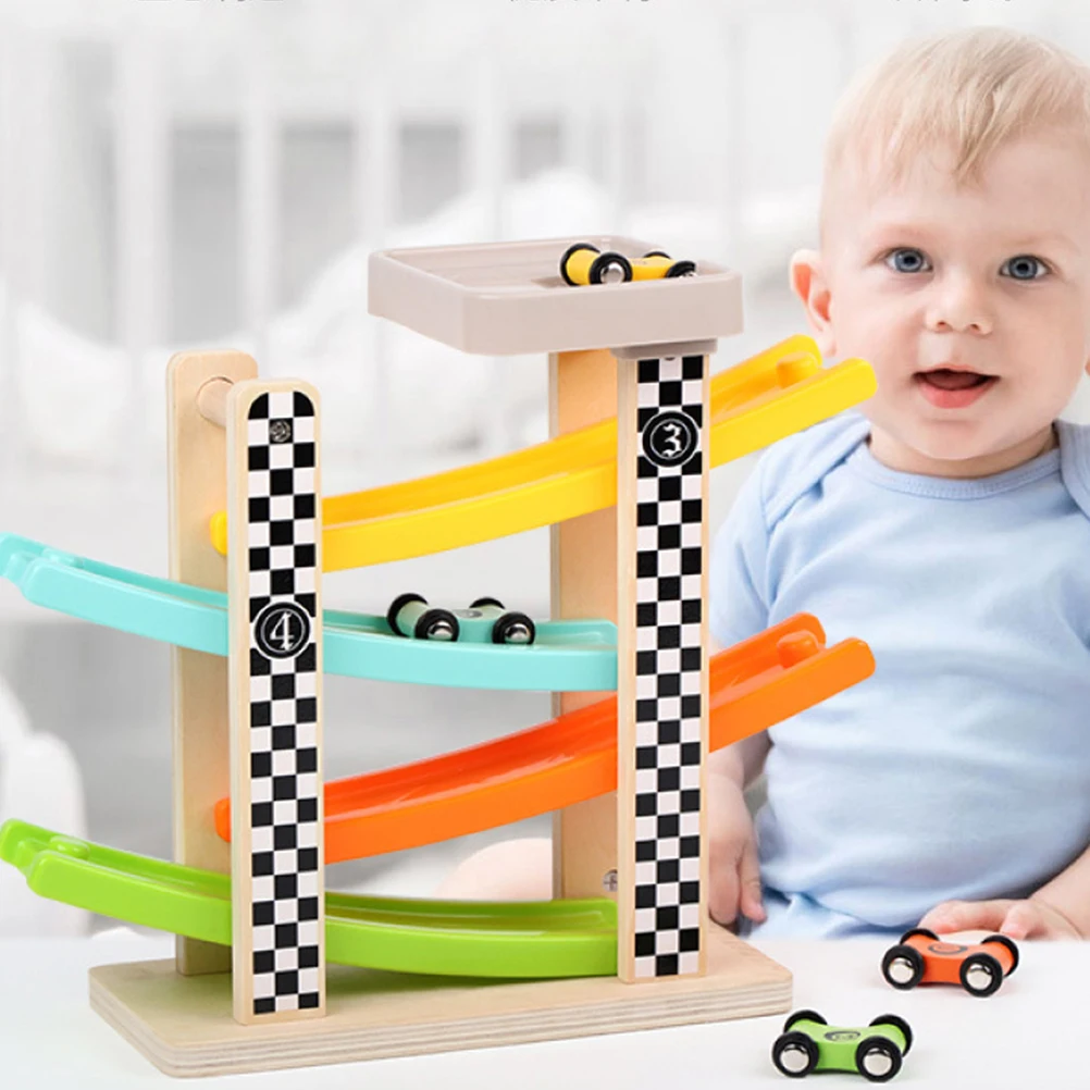 

Wooden Race Car Toys Kids Car Game Bright Color Smooth Surface Toddler Plaything Safe Handmade Non Remote Control Toy