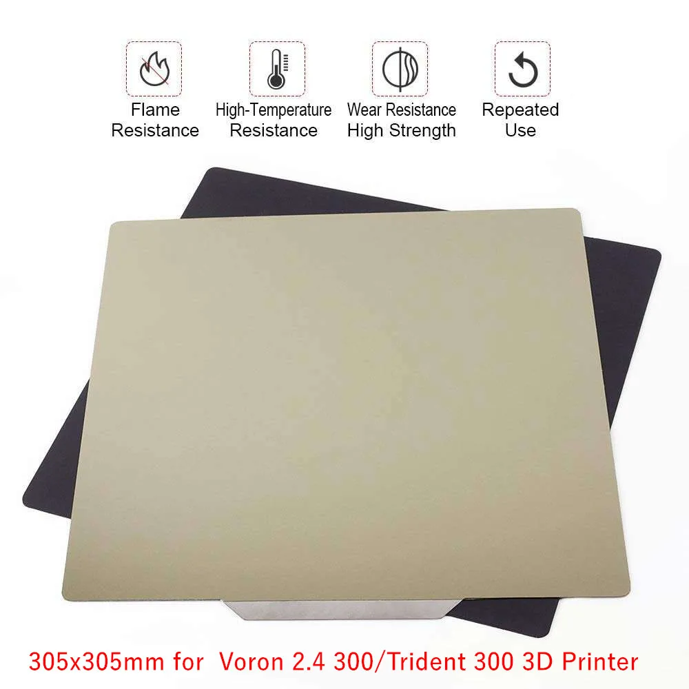 

PEI Plate 305x305mm Smooth PEI Spring Steel Flexible Build Plate for Voron 2.4 300/Trident 300 3D Printer,Warp-Free Adhesion