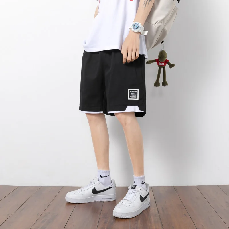 Summer Cotton Casual Pants Men Fashion Loose Sweat Pants Men Jogging Straight Leg Pants Shorts Street Versatile Harajuku Short