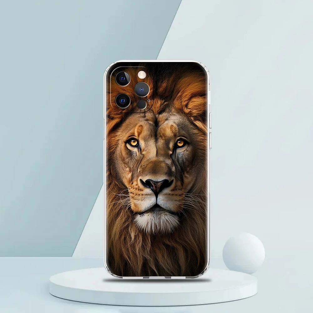 Etui na telefon Lion do iPhone\'a 16 15 14 13 12 Pro Max Przezroczyste, miękkie etui do iPhone\'a 11 Pro Max 7 8 Plus XS XR Silikonowa powłoka Capas