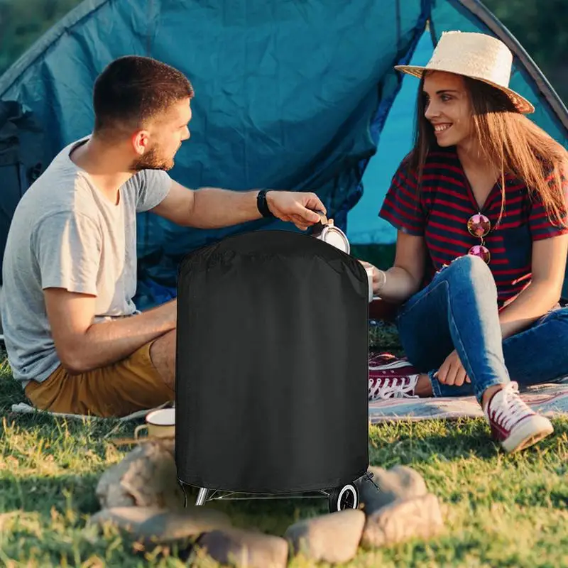 

Grill Cover for Outdoors Charcoal Grill Dust Cover Waterproof Round Oven Protector Heavy Duty Black Fabric for Outside Patio